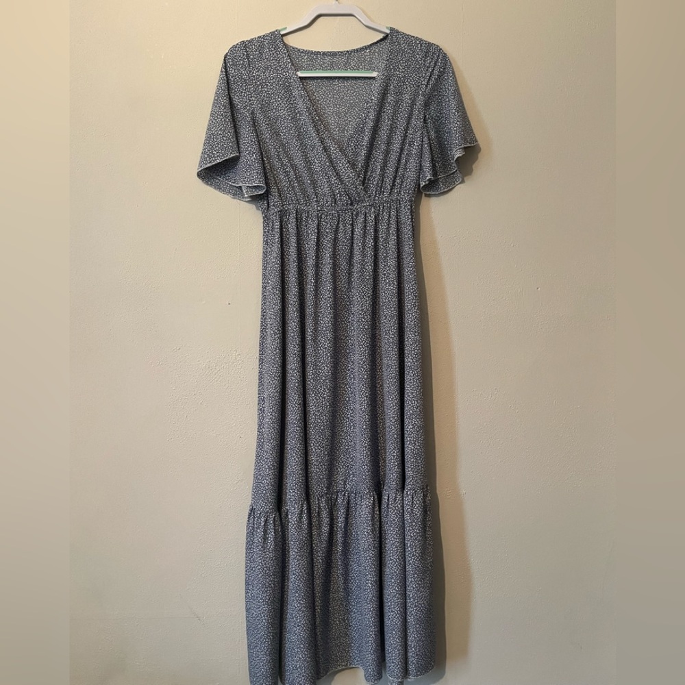 Animal Print Blue Maxi Dress
